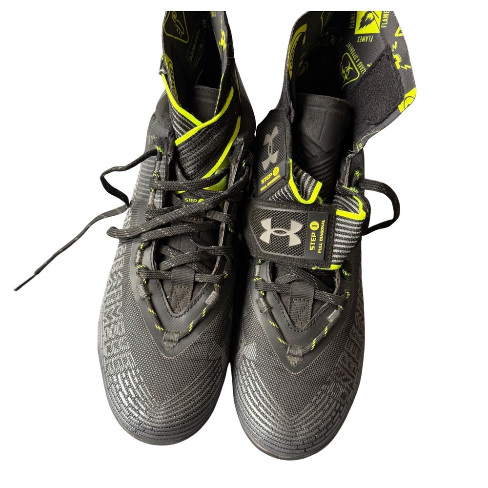 Under Armour Highlight MC Football Cleats Black Silver Lime Green Mens 9.5